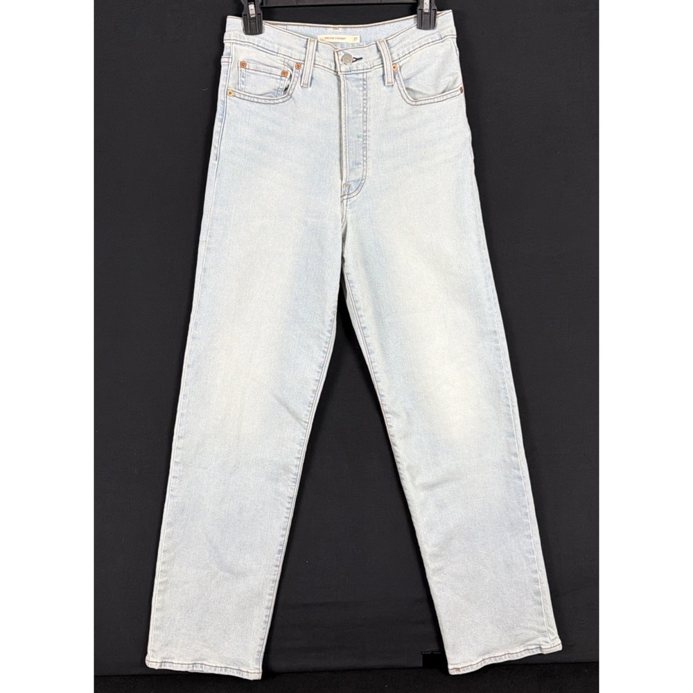 Levi's Ribcage Straight Jeans Light Wash Super High Rise Button Fly 27x 32